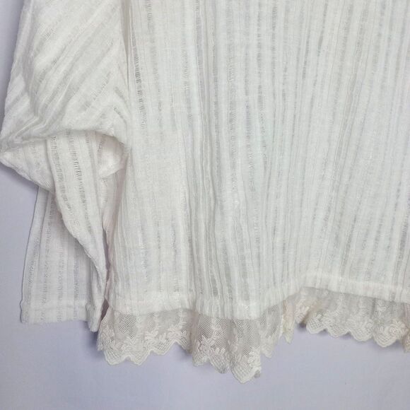 ⭐ C&V Chelsea & Violet Sheer Oversized Hooded Cover Up Striped Blouse Shirt XS - Picture 4 of 7